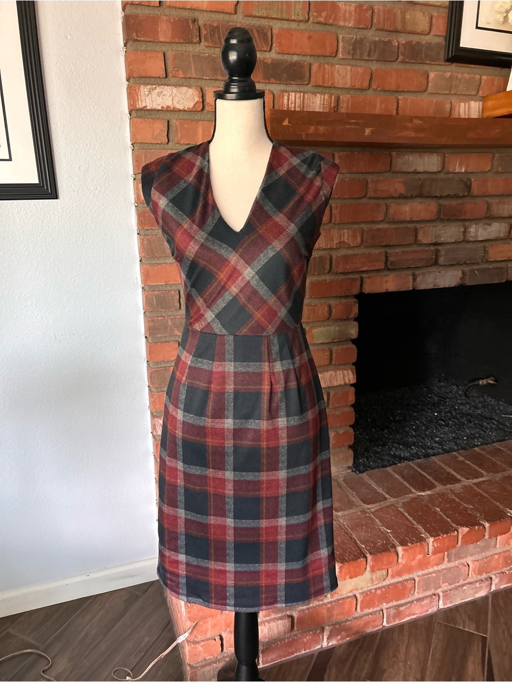Lesley Evers Plaid Cap Sleeve Mini Dress Sz 0